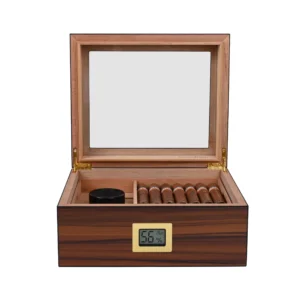 CIGAROL Spanish Cedar Cigar Humidor Box – Precision-Sealed Desktop Storage with Breathable Aging System, Holds 30+ Cigars
